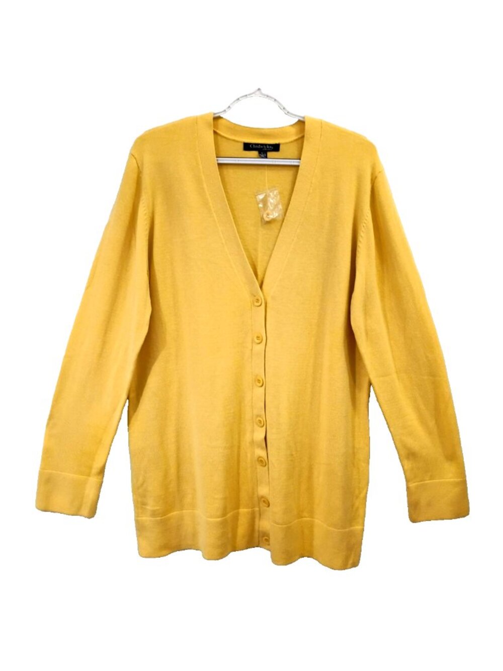 Chadwicks Womens Cardigan Button Up Cotton Long Sleeve Sweater Yellow - XL New!
